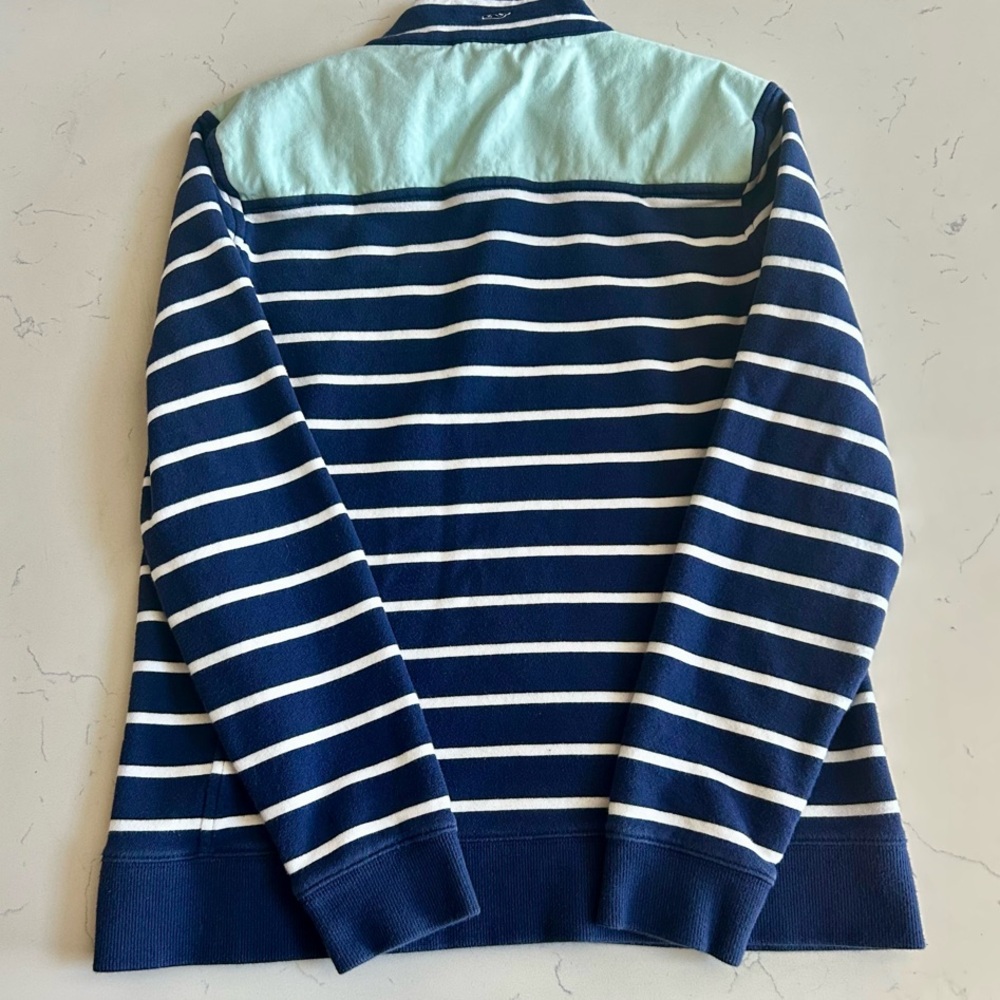 Vineyard Vines Navy and White Striped Quarter-Zip - Picture 5 of 6